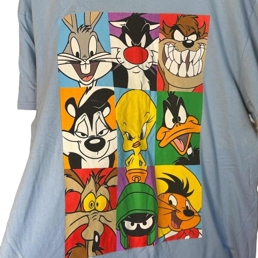 Looney Tunes T-Shirt XL Blue Multiple Cartoon Characters‎ Bugs Bunny Tasmanian